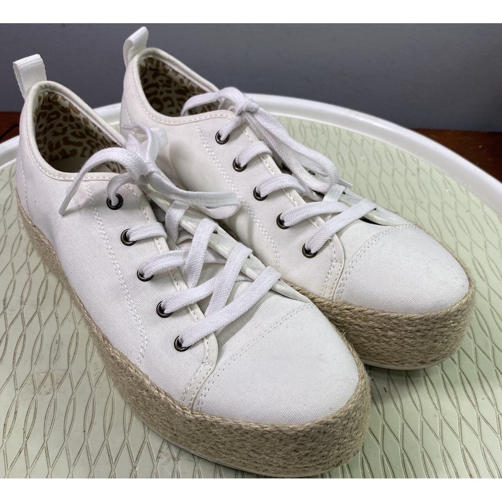 Skechers Bobs Women Espadrille Platform Ivory Sneakers Sun Dazing Shoes 8.5